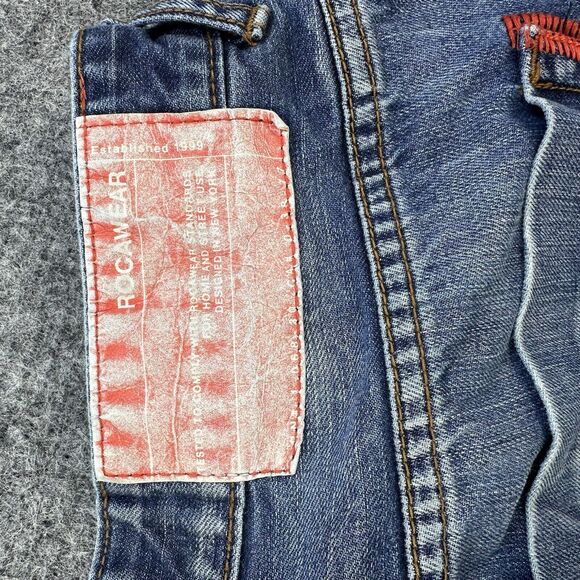 Rocawear Jeans Men 36 Classic Fit Baggy Embroidered Y2K Streetwear Heel Drag - Picture 10 of 15